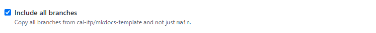 Screenshot showing the Include all branches checkbox checked