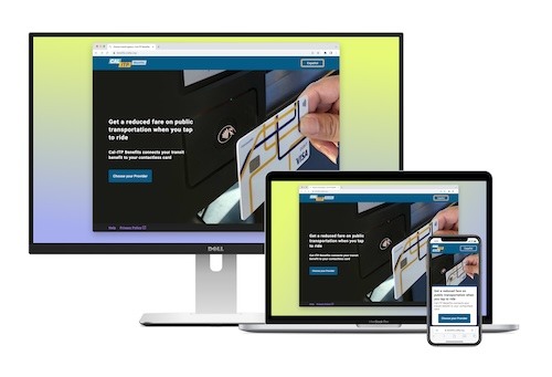 The Cal-ITP Benefits app shown on various devices.